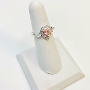 Pink Teardrop Cubic Zirconia Fashion Ring